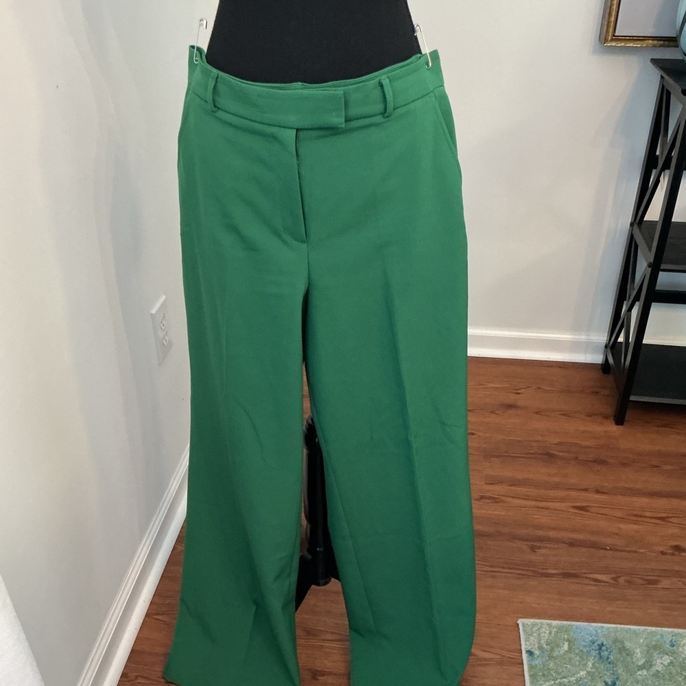 White House Black Market Green Wide-Leg Pants